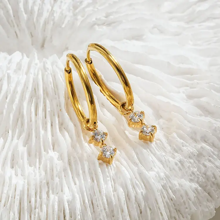 Hackney Nine Hackney Nine - MORTAINA Mini Hoops Double Zirconia Charm G