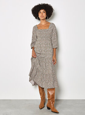 Apricot Apricot - Tiered Smocked Floral Ditsy Dress