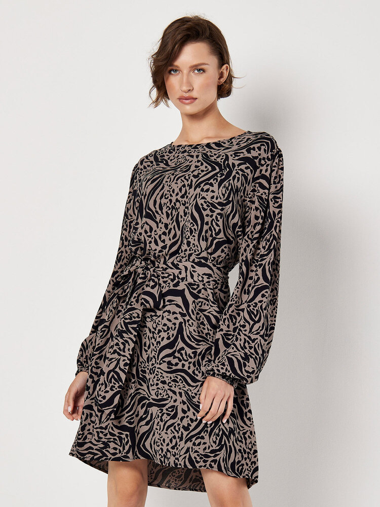 Apricot Apricot - Leopard & Zebra Belted Shift Dress