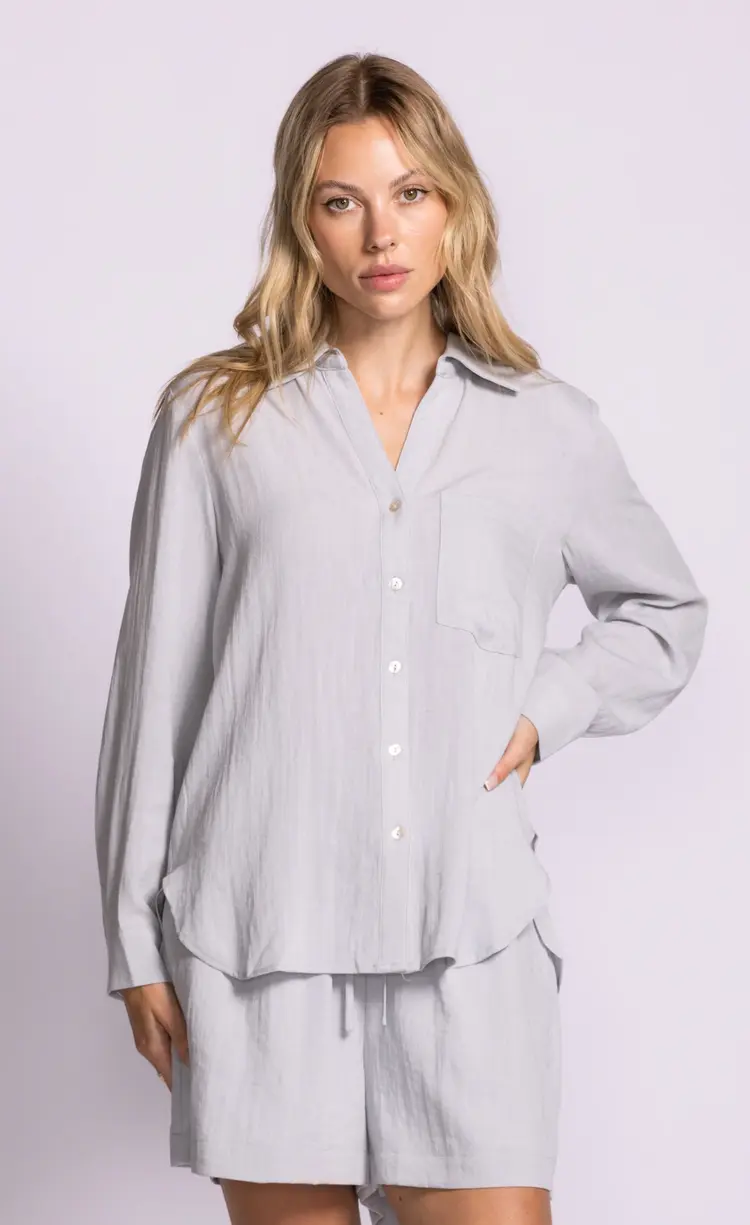 Pink Martini Pink Martini - LS Collared Button Down Top