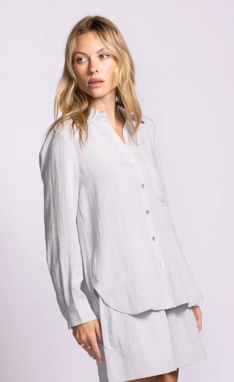 Pink Martini Pink Martini - LS Collared Button Down Top