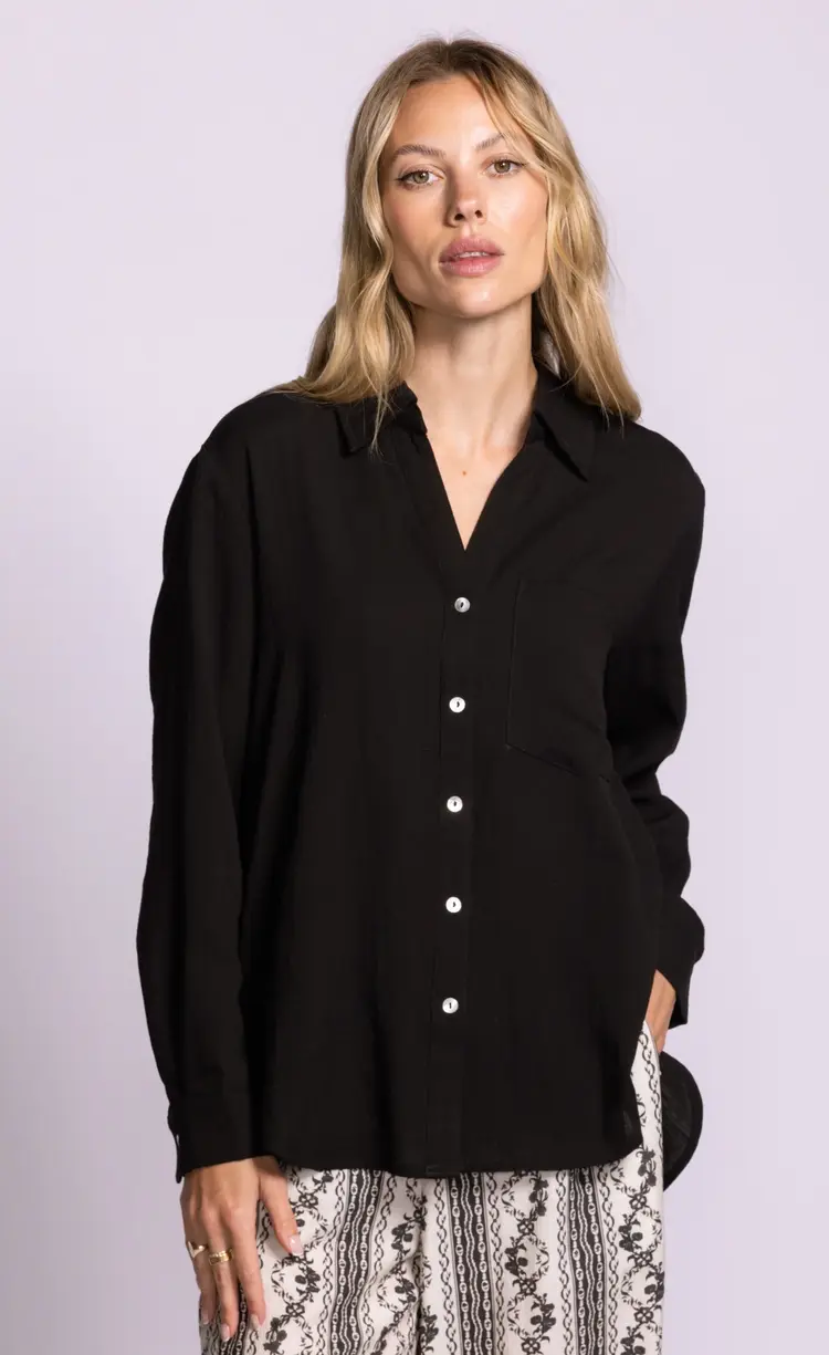 Pink Martini Pink Martini - LS Collared Button Down Top