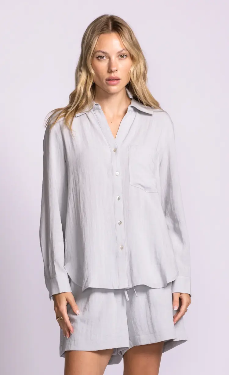 Pink Martini Pink Martini - LS Collared Button Down Top
