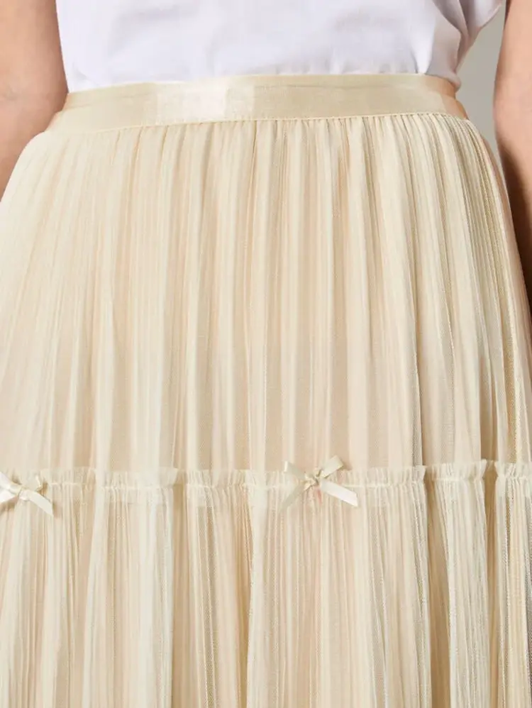 Apricot Apricot - Little Bows Mesh Midi Skirt