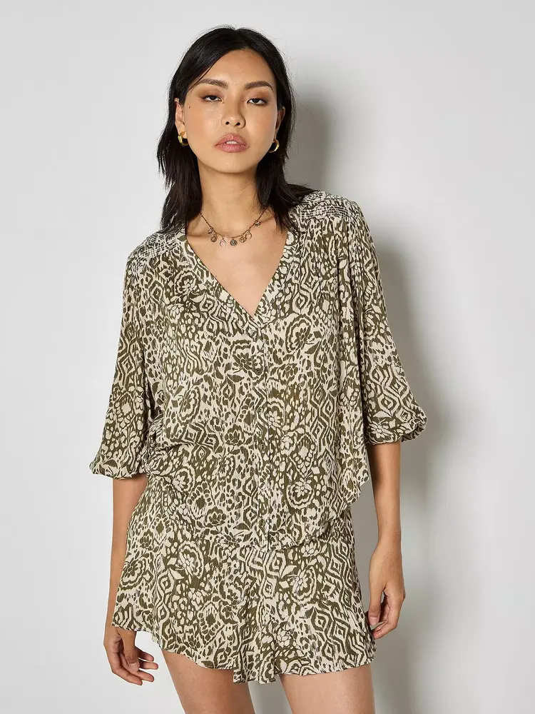 Apricot Apricot - Lurex Jacquard Smocked Blouse