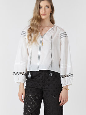 Black Tape Black Tape - Embroidered 3/4 Slv Detailed Top