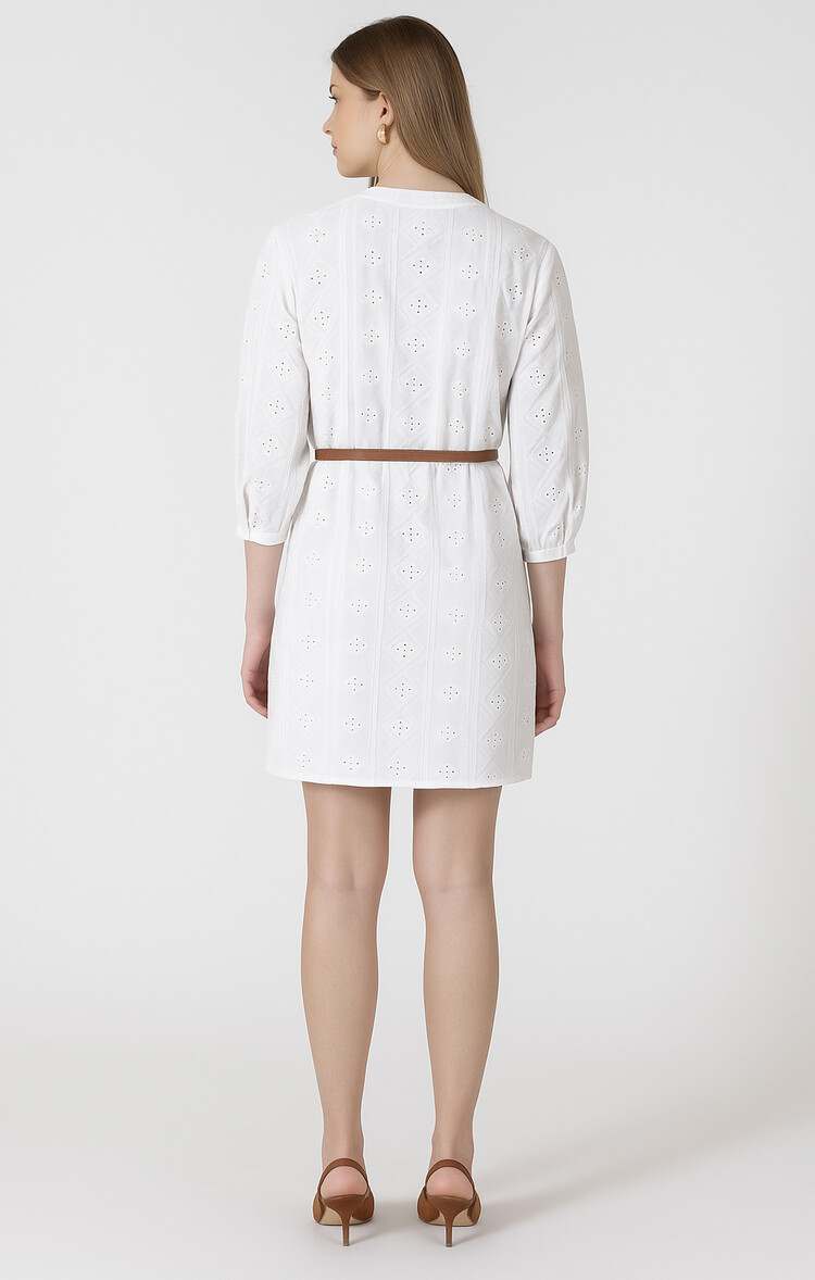 Black Tape Black Tape -  LS Embroidered Belted Dress