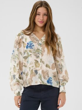 Cream Cream - LUCIA LS  Printed Button Front Top