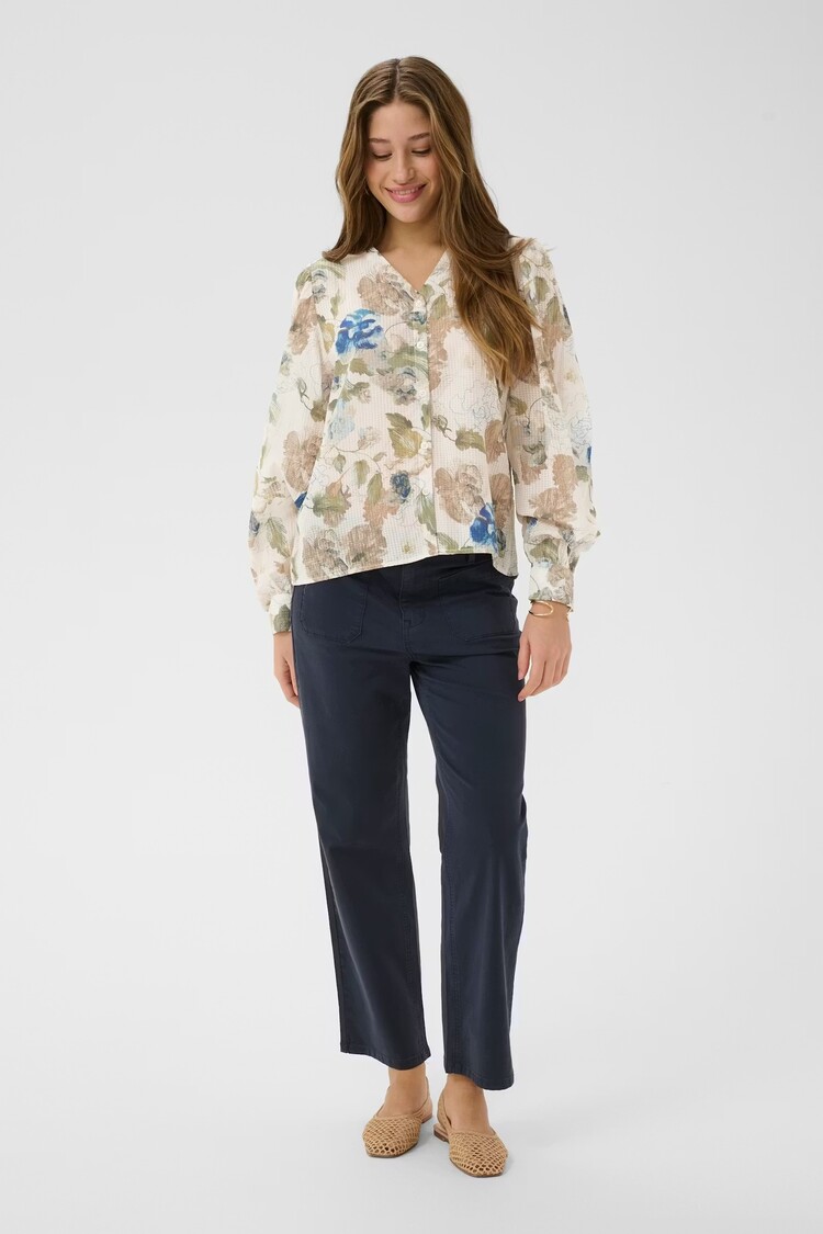 Cream Cream - LUCIA LS  Printed Button Front Top
