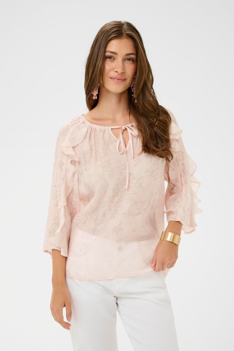 Cream Cream - AMY 3/4 Ruffled Slv Blouse