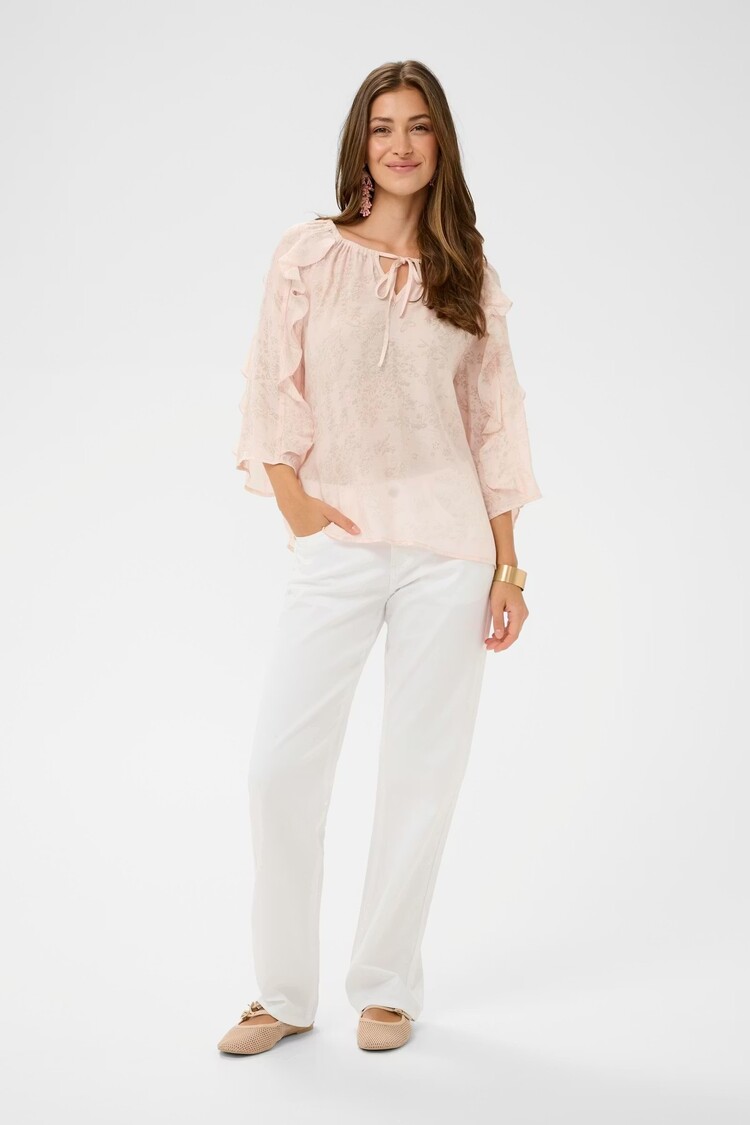 Cream Cream - AMY 3/4 Ruffled Slv Blouse
