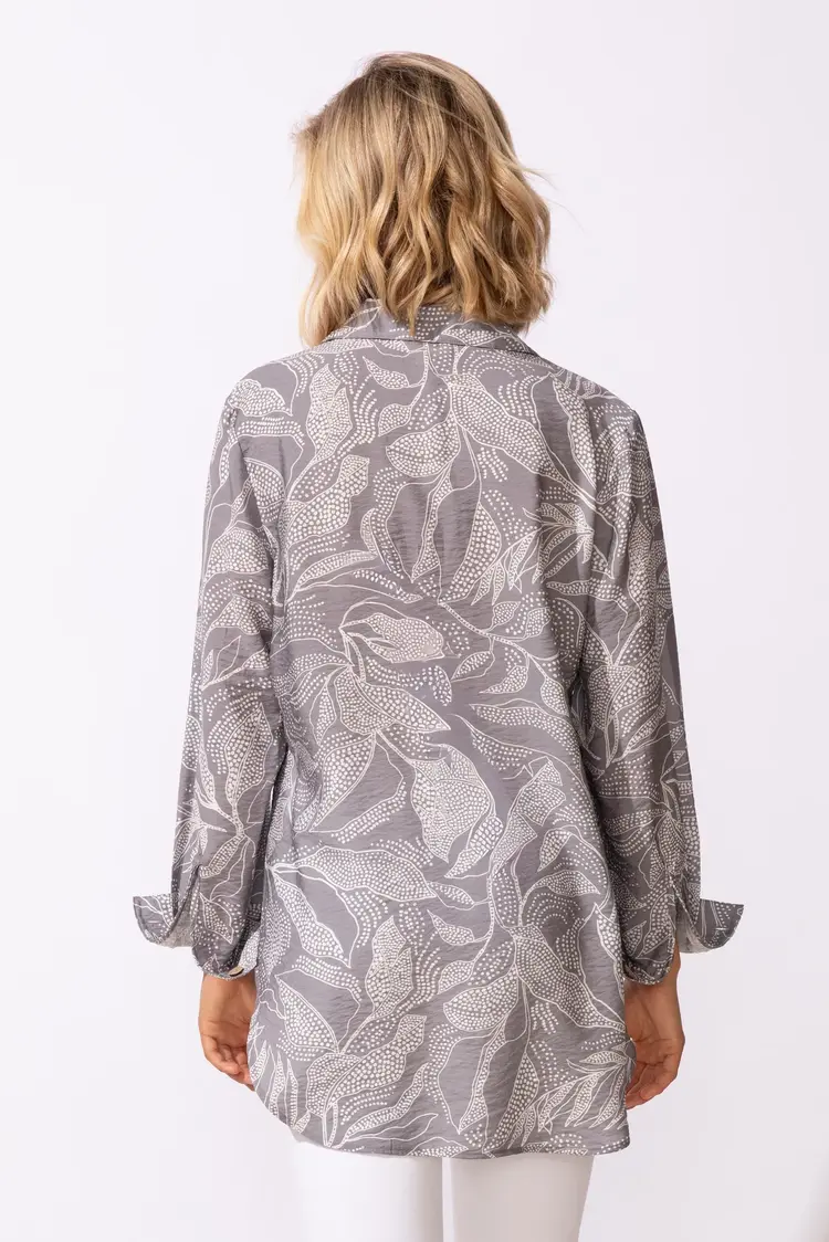 Escape Escape - LS  Printed w/Leaves Beach Shirt