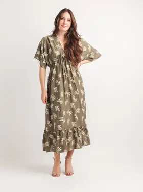 Papillon Papillon - Rubber Print Leaf  Maxi Dress