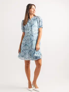 Papillon Papillon - Print Puff Slv Dress w/Buttons