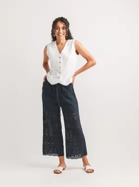 Papillon Papillon - Eyelet Wide Leg Pants