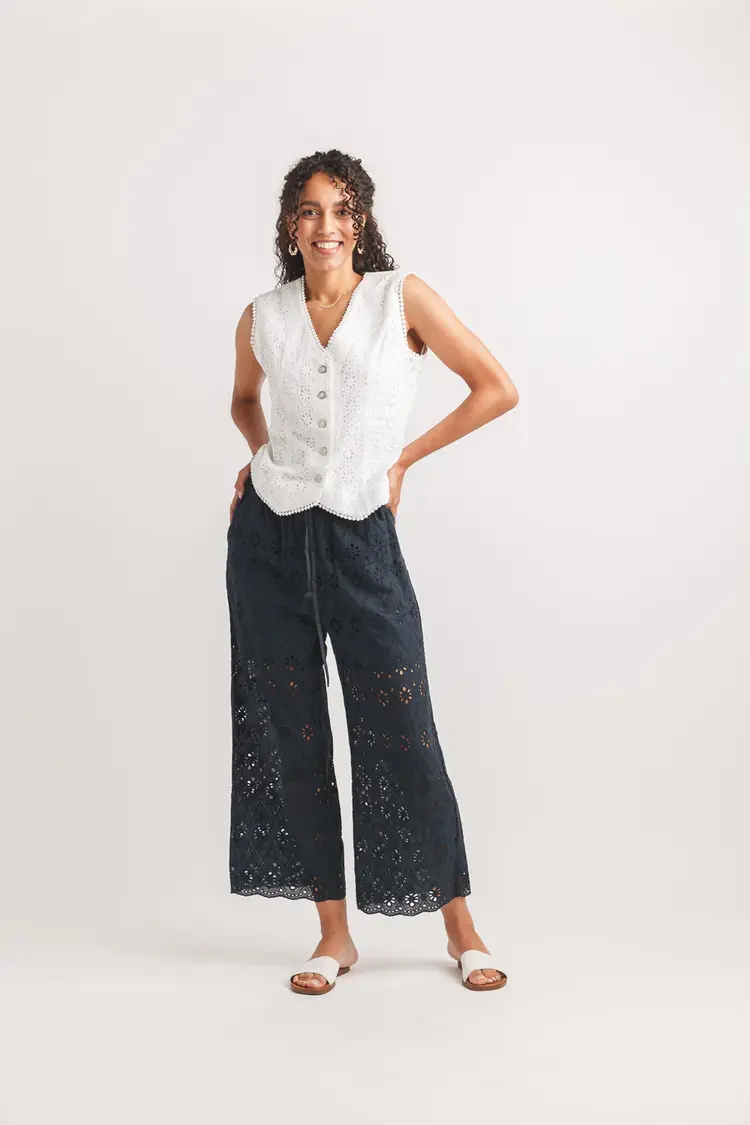 Papillon Papillon - Eyelet Wide Leg Pants