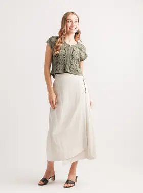 Papillon Papillon - Linen Wrap Look Midi Skirt