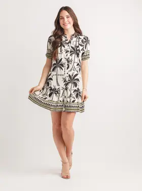 Papillon Papillon - Palm Tree Border Print SS Dress