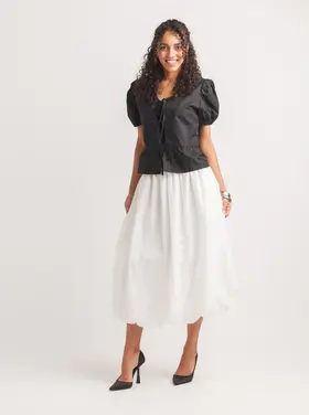 Papillon Papillon -  SS Puff Slv Tie Front Top