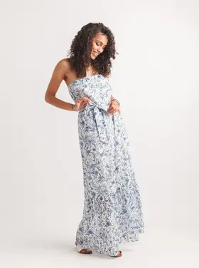 Papillon Papillon - Floral Eyelet Maxi Dress w/Tie