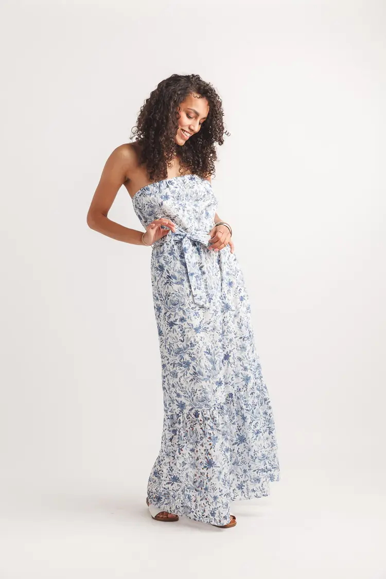 Papillon Papillon - Floral Eyelet Maxi Dress w/Tie