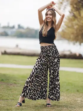 Papillon Papillon - Leopard Print  Extra Wide Leg Pant