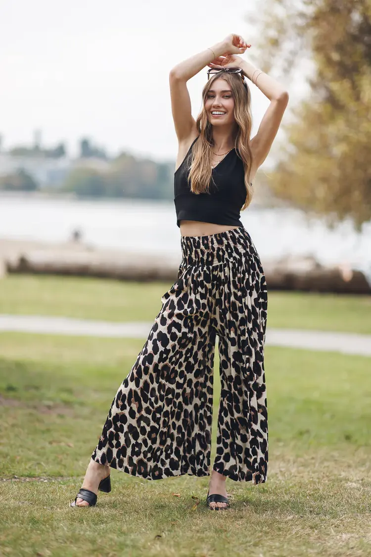 Papillon Papillon - Leopard Print  Extra Wide Leg Pant