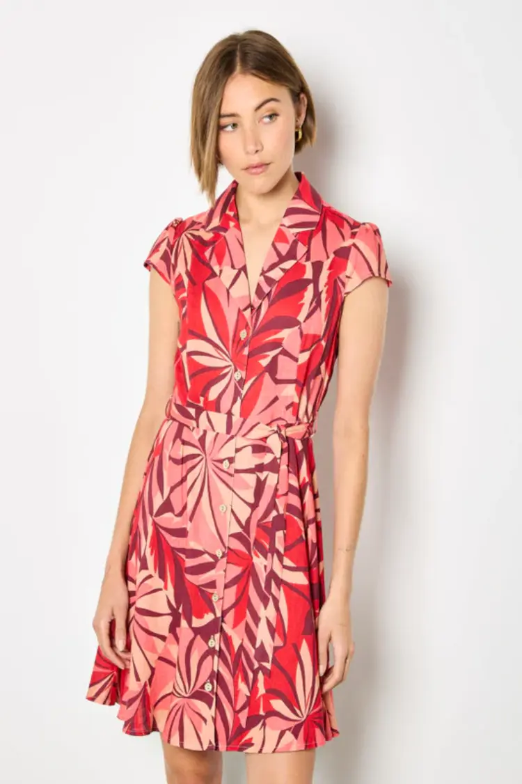Apricot Apricot - Layered Tropical Button Dress