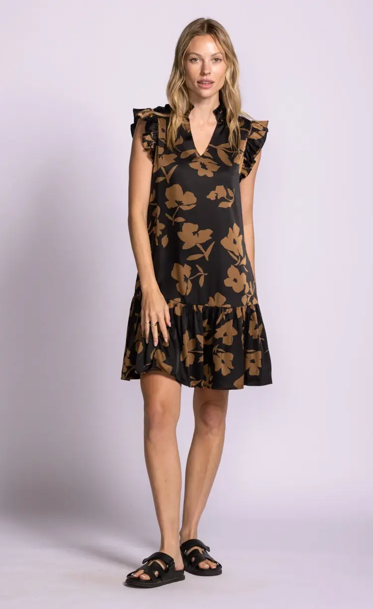 Pink Martini Pink Martini - OPHELIA Floral Ruffle Bottom Dress