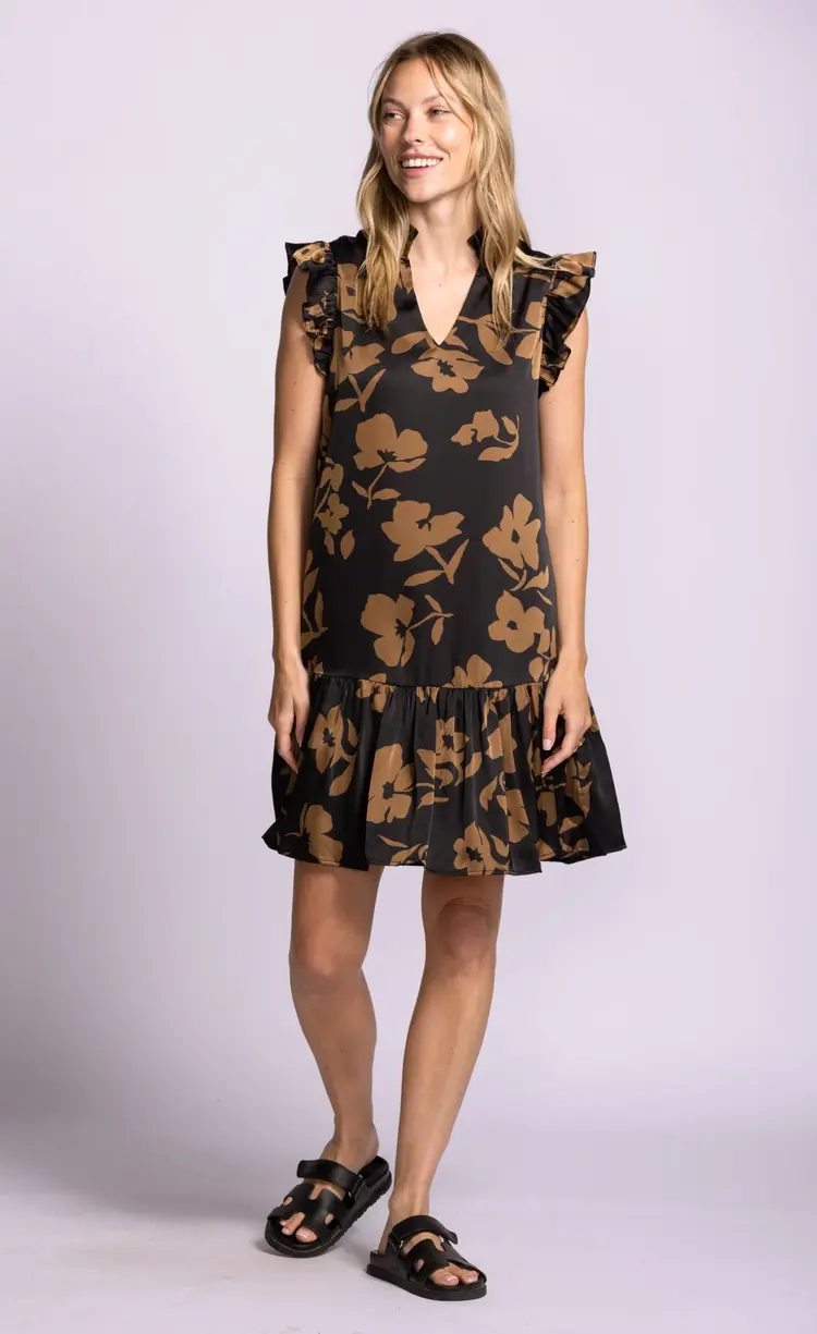 Pink Martini Pink Martini - OPHELIA Floral Ruffle Bottom Dress