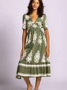 Pink Martini Pink Martini - BELLINGHAM  Printed Empire Waist Dress