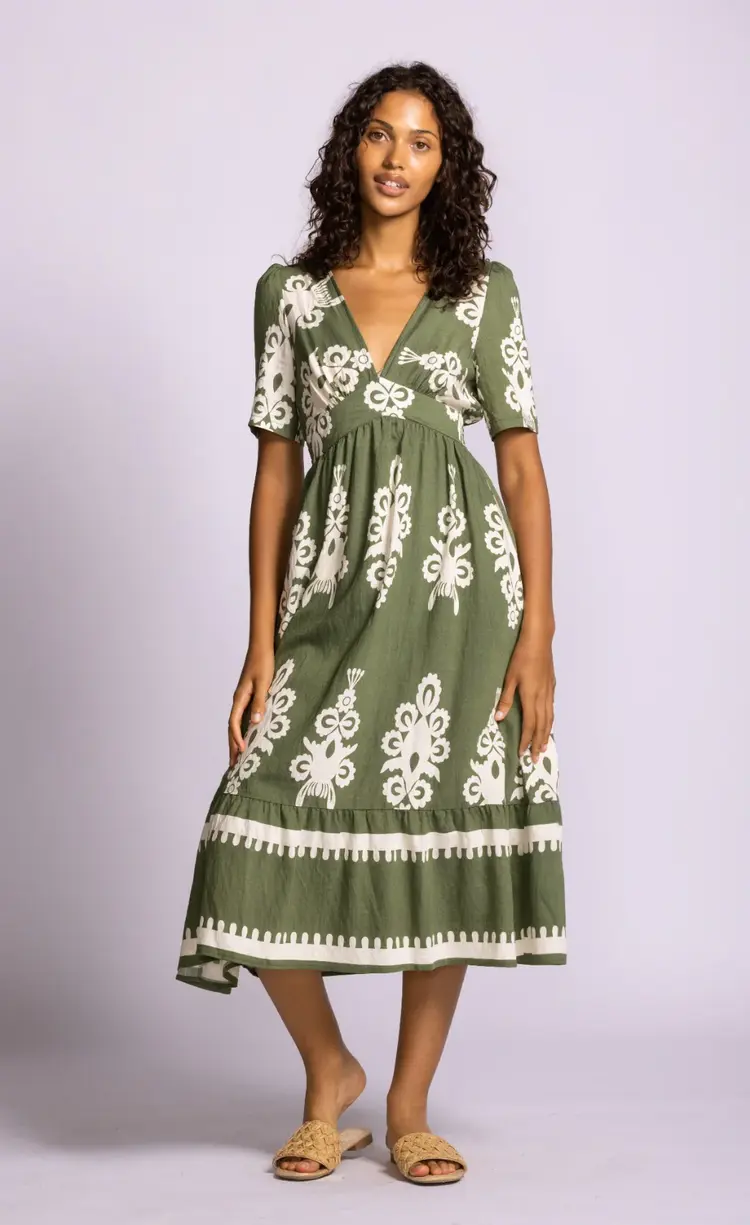 Pink Martini Pink Martini - BELLINGHAM  Printed Empire Waist Dress