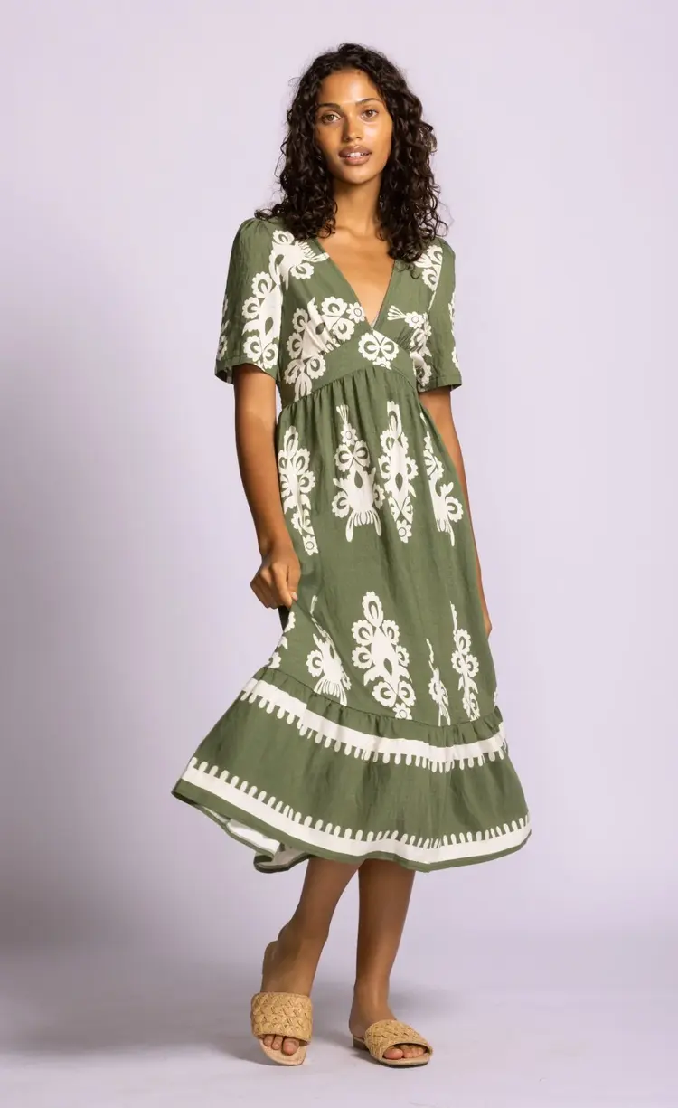 Pink Martini Pink Martini - BELLINGHAM  Printed Empire Waist Dress