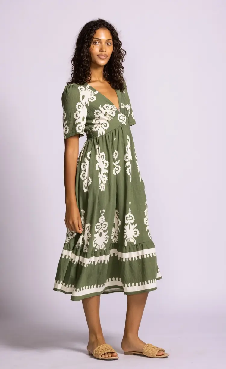 Pink Martini Pink Martini - BELLINGHAM  Printed Empire Waist Dress