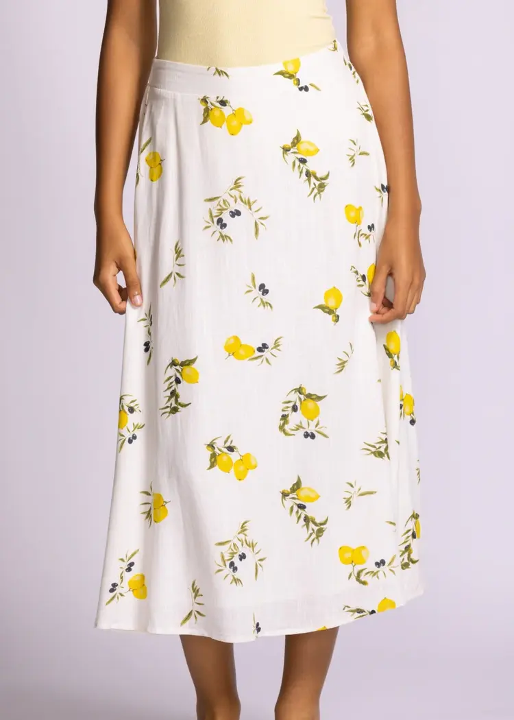 Pink Martini Pink Martini - LA Maida Lemon Print Midi Skirt