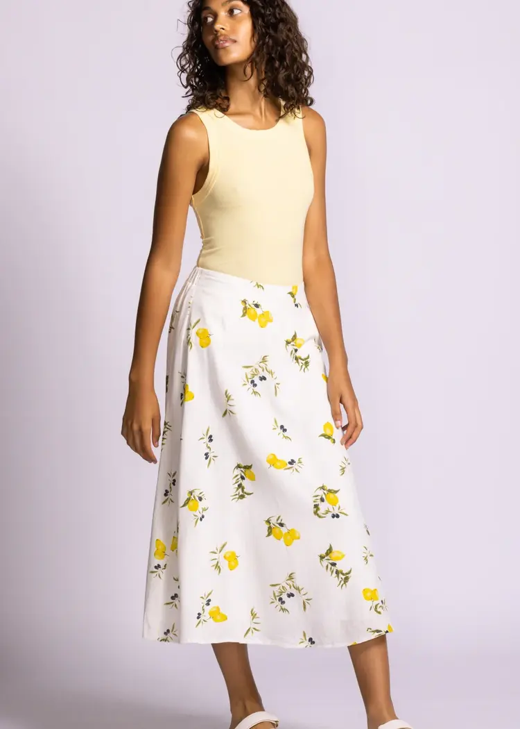 Pink Martini Pink Martini - LA Maida Lemon Print Midi Skirt