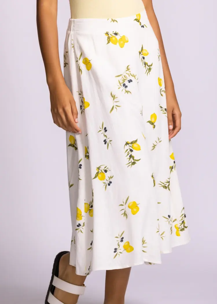 Pink Martini Pink Martini - LA Maida Lemon Print Midi Skirt
