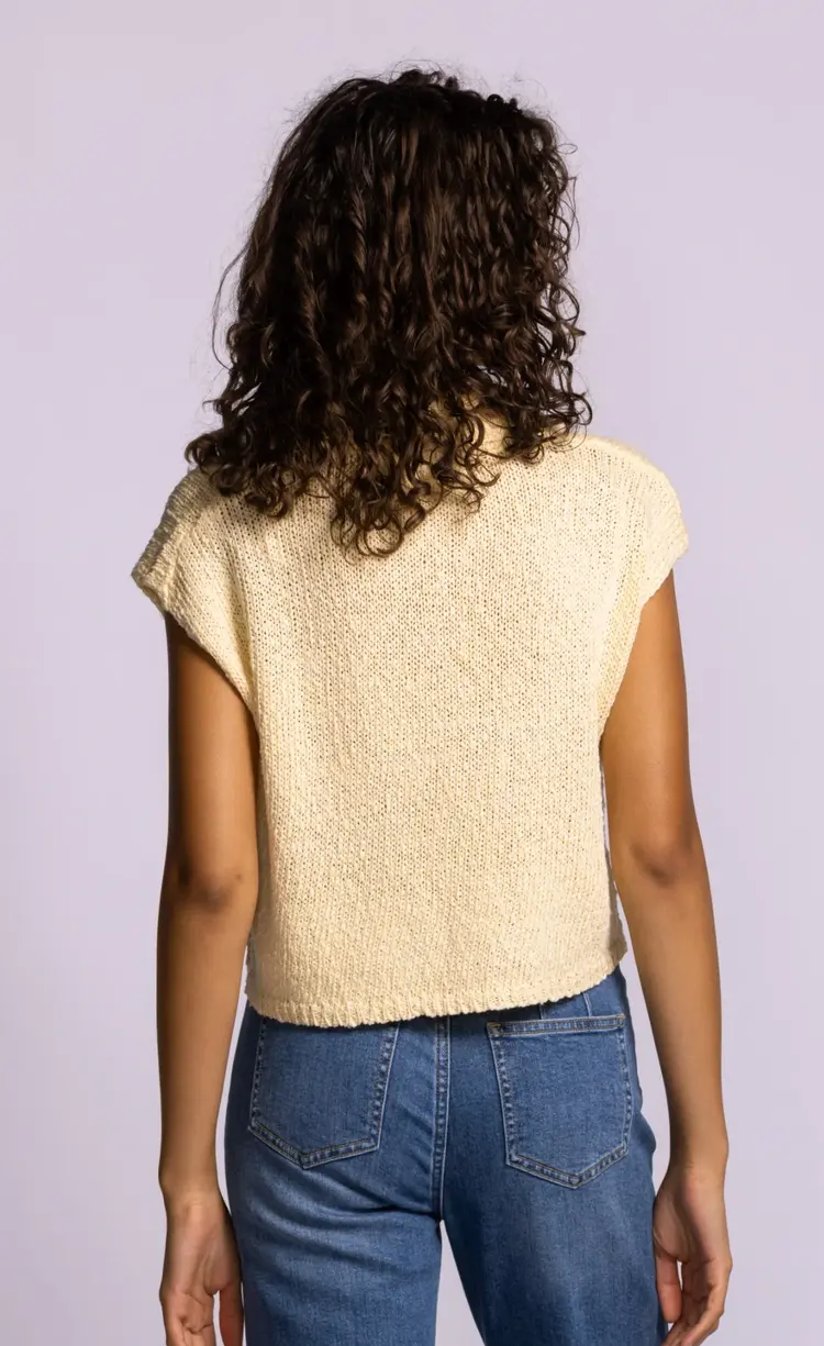 Pink Martini Pink Martini - BOCA Slvless Collared Knit Crop Top