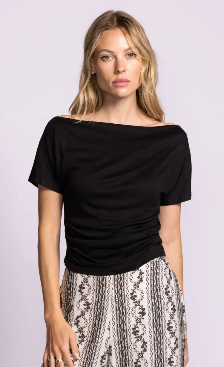Pink Martini Pink Martini - CINDY SS Draped  Tee w/Boat Neckline