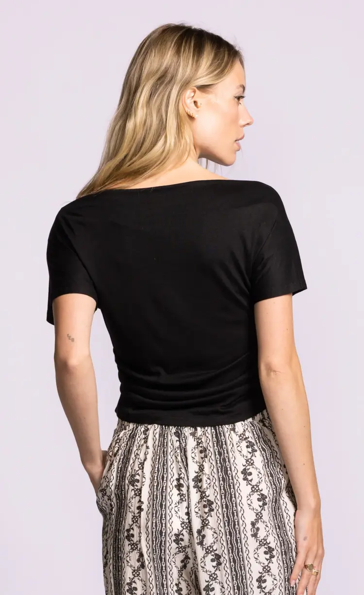 Pink Martini Pink Martini - CINDY SS Draped  Tee w/Boat Neckline