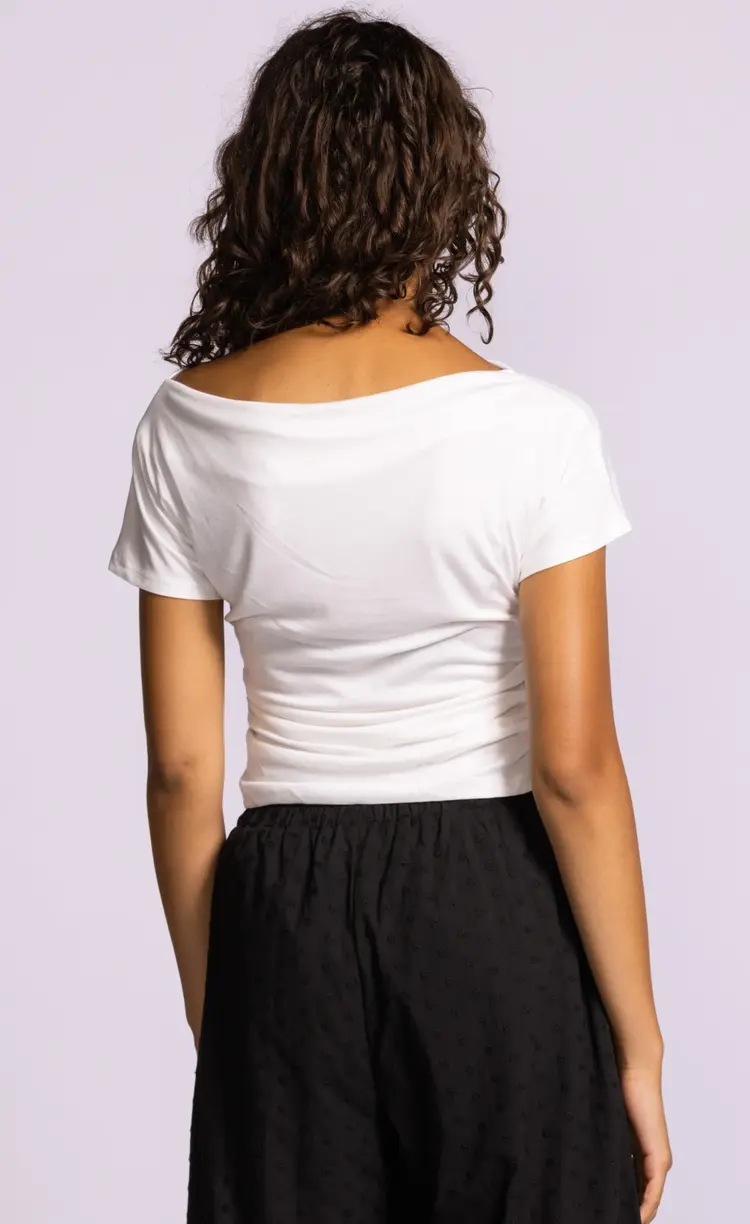 Pink Martini Pink Martini - CINDY SS Draped  Tee w/Boat Neckline