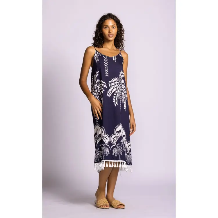 Pink Martini Pink Martini - ARCOLA Tropical Print w/Tassel Bottom Dress