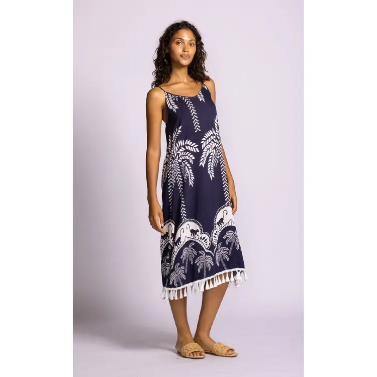 Pink Martini Pink Martini - ARCOLA Tropical Print w/Tassel Bottom Dress