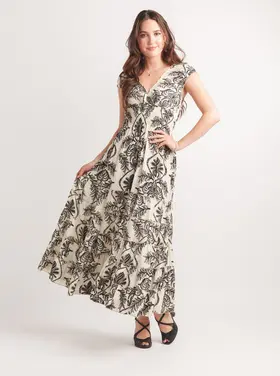 Papillon Papillon - Damask Printed Empire Waist Dress