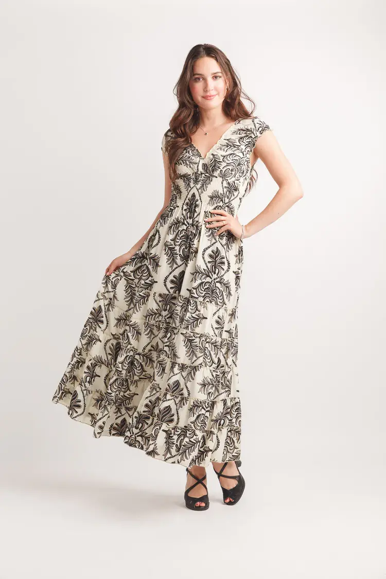 Papillon Papillon - Damask Printed Empire Waist Dress