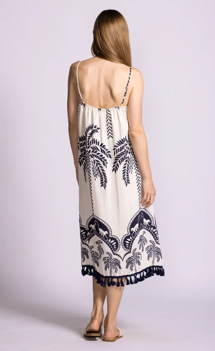 Pink Martini Pink Martini - ARCOLA Tropical Print w/Tassel Bottom Dress