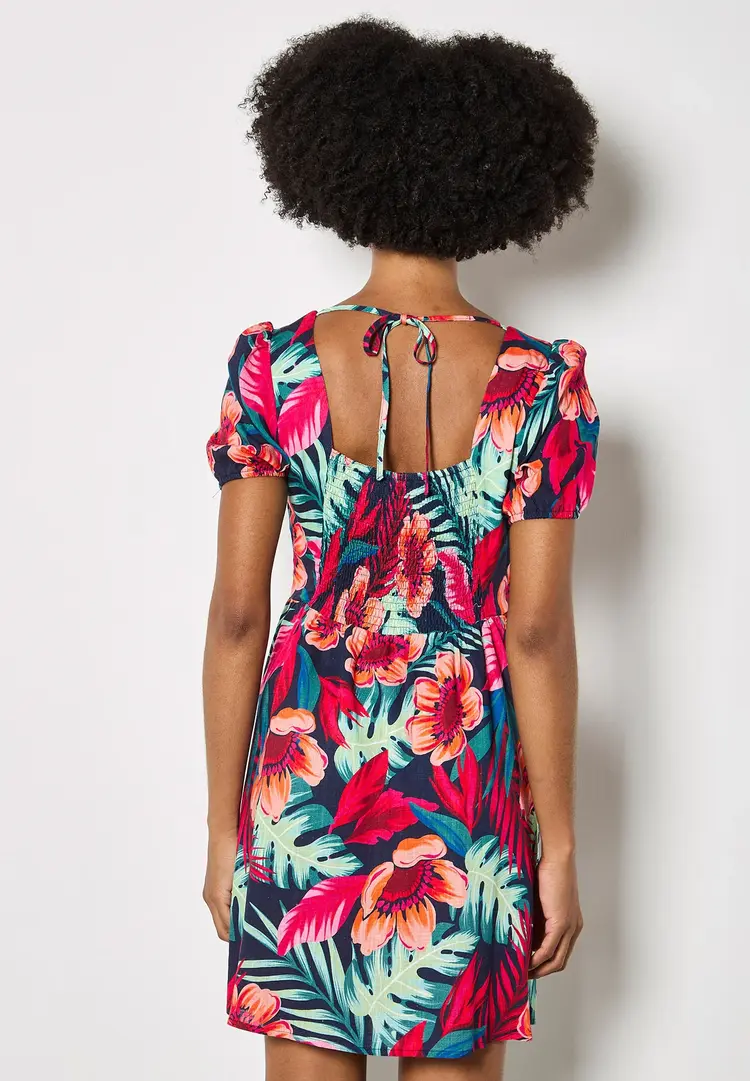 Apricot Apricot - Tropical Floral Sq Nk Mini Dress