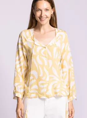 Pink Martini Pink Martini - JESSICA LS Printed Tassel Front Tie Top