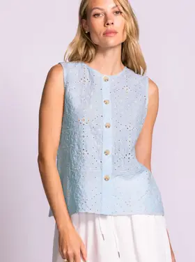 Pink Martini Pink Martini - AZALEA Eyelet Button Front Top