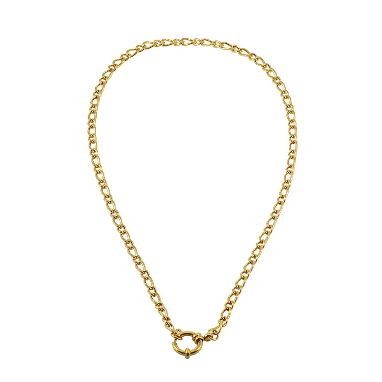 Hackney Nine Hackney Nine - MALAIKA  Gold Chunky Mixed Link Chain w/Hoop Pendant